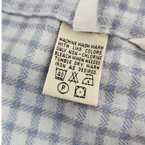 Eddie Bauer Two Tone Blue  Long Sleeve Plaid 100 % Cotton Flannel Shirt W Med - Picture 9 of 11